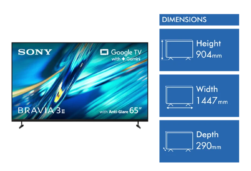 Sony 65" BRAVIA 3 II 4K HDR AI Google TV with Gemini 2026