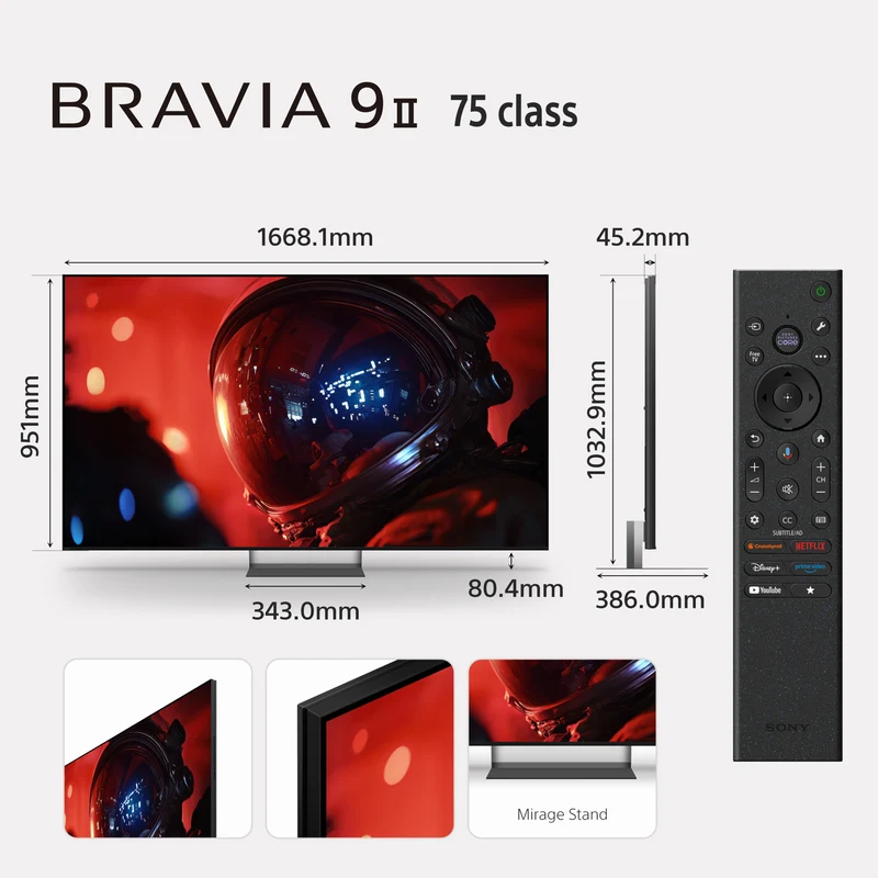 Sony 75" BRAVIA 9 II True RGB 4K AI Google TV with Gemini 2026.