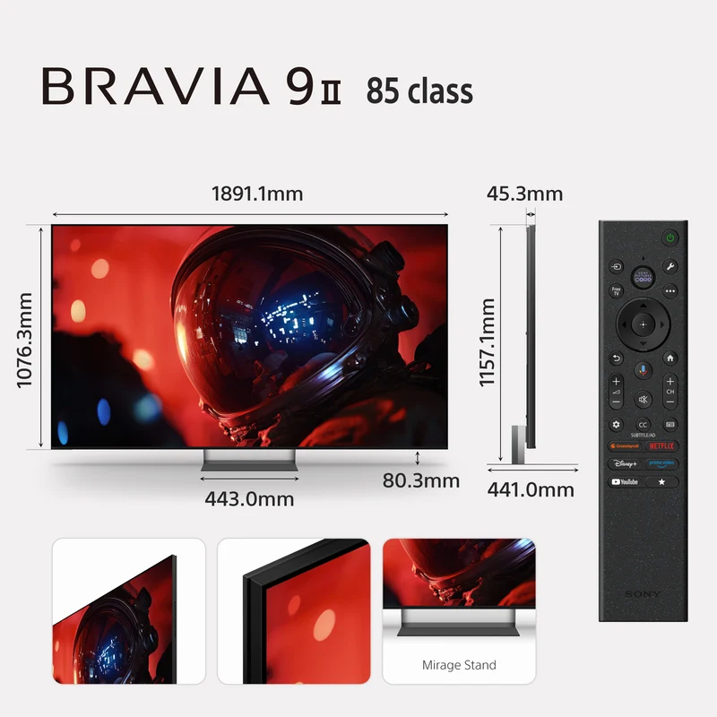 Sony 85" BRAVIA 9 II True RGB 4K AI Google TV with Gemini 2026
