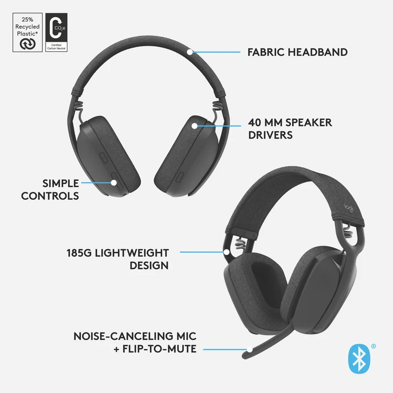 Logitech Zone Vibe 100 Headphones (Graphite)