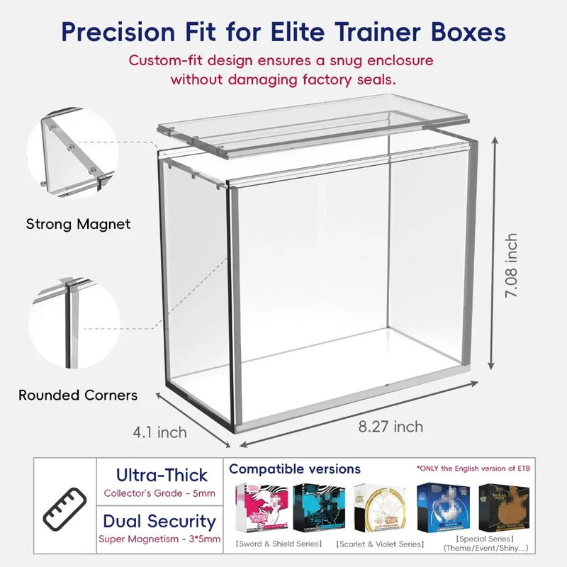 Pokemon Elite Trainer Box Premium Acrylic Display Case - Magnetic Lid