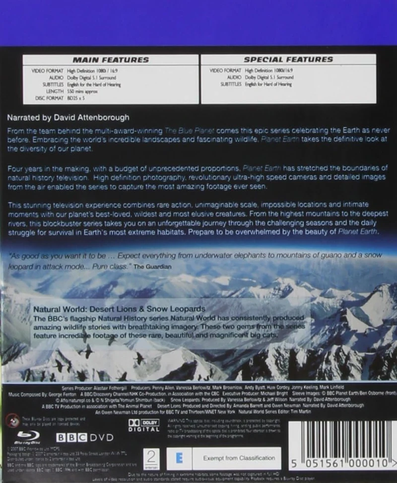 Planet Earth Blu-ray Complete Series BBC David Attenborough Documentary