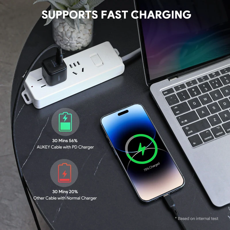 AUKEY Circlet CL USB-C to Lightning Cable, 1 Meter, Black - CB-NCL1-BK