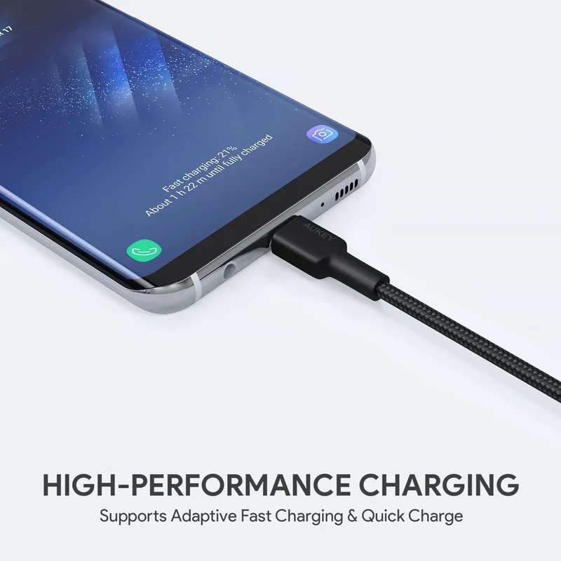 AUKEY USB-A to USB-C Cable, 0.9 Meter, Black - CB-CD30-BK