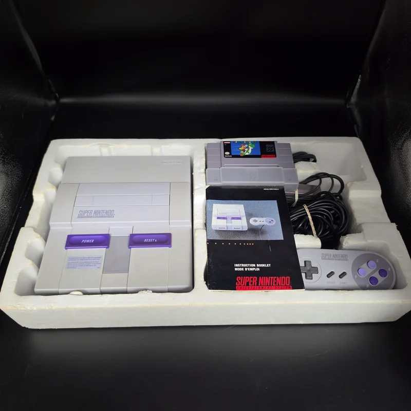 CIB Super Nintendo Console Bundle + Super Mario world (SNES-001)