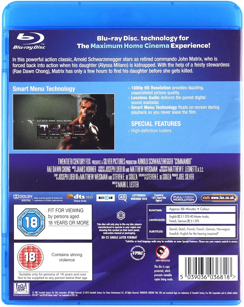 Commando – Blu-ray Action Arnold Schwarzenegger Mark L Lester 20th Century Fox