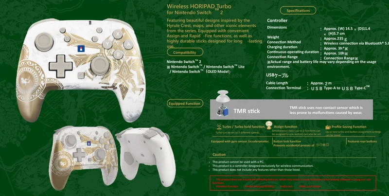 Hori Wireless Horipad TURBO for Nintendo Switch 2 [The Legend of Zelda Series]