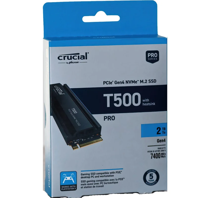 Crucial T500 PCIe Gen4 NVMe M.2 SSD with Heatsink (1TB / 2TB / 4TB)