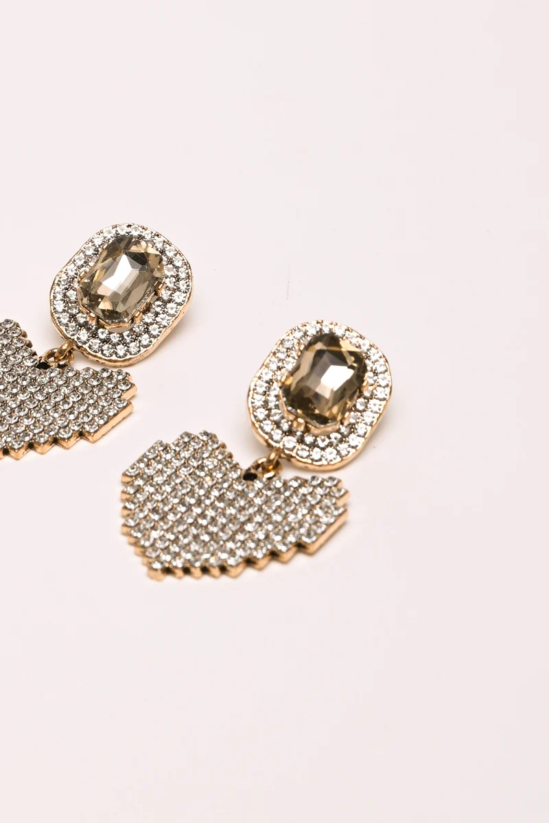 Orecchini a cuore con strass