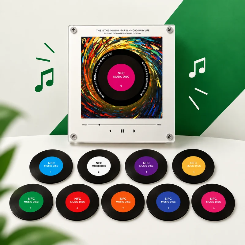 Mini Lettore Musicale NFC Universale con 9 Dischi e Luce LED