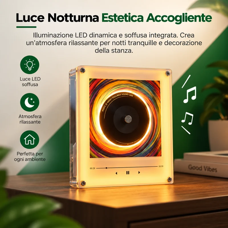 Mini Lettore Musicale NFC Universale con 9 Dischi e Luce LED
