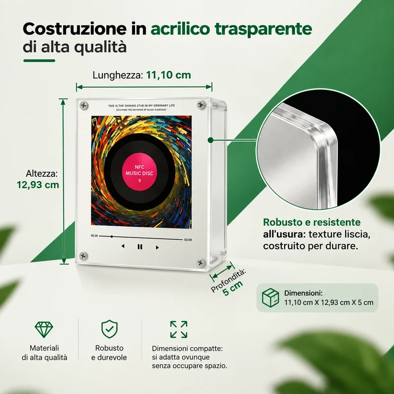 Mini Lettore Musicale NFC Universale con 9 Dischi e Luce LED