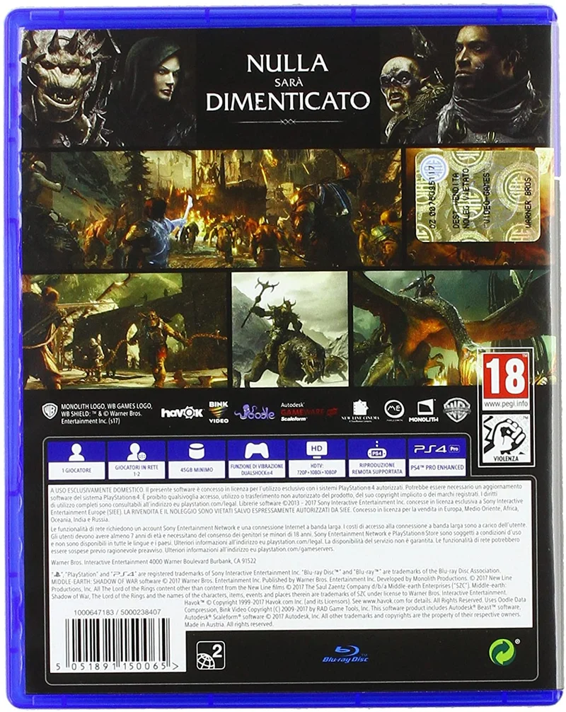 LA TERA DI MEZZO L'OMBRA DELLA GUERA PS4 (versione italiana)(usato)