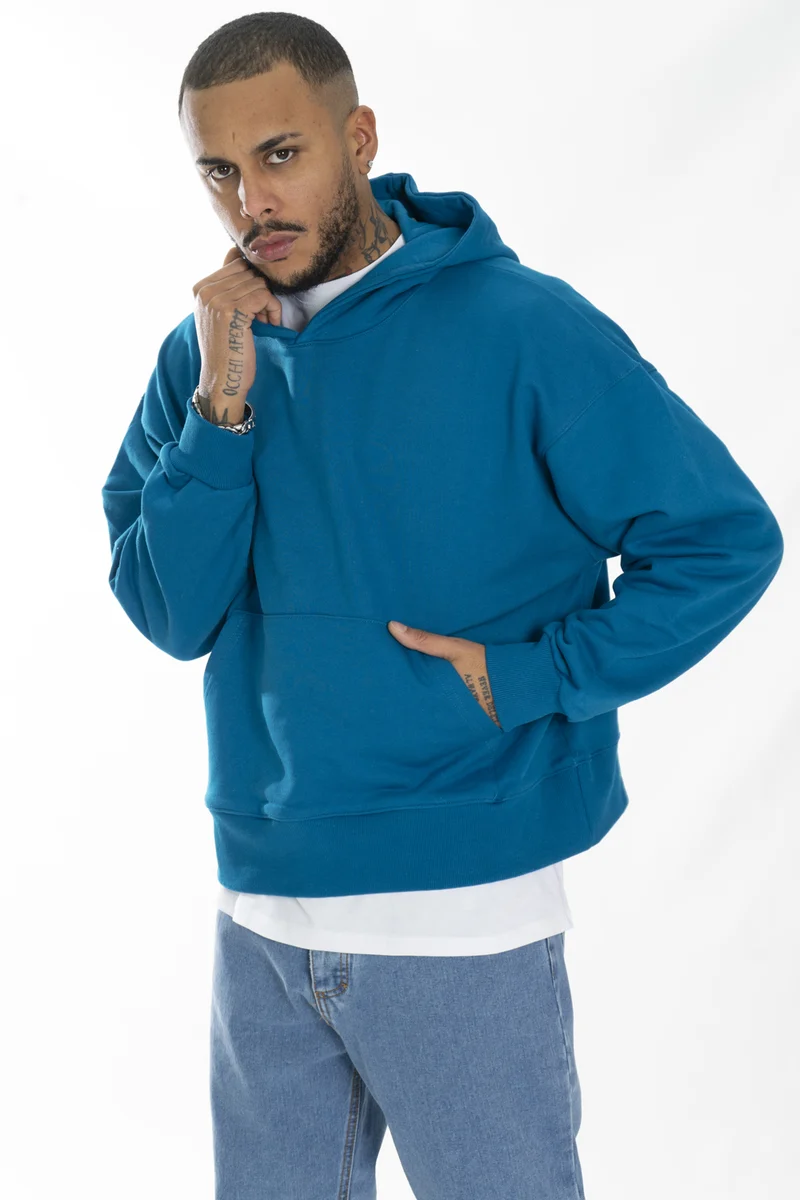 Felpa Uomo Tinta Unita Boxy Fit Con Cappuccio Art. Fe150
