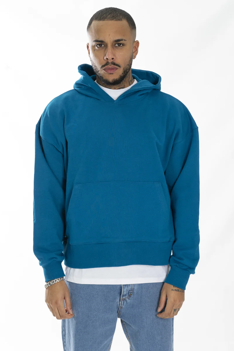 Felpa Uomo Tinta Unita Boxy Fit Con Cappuccio Art. Fe150