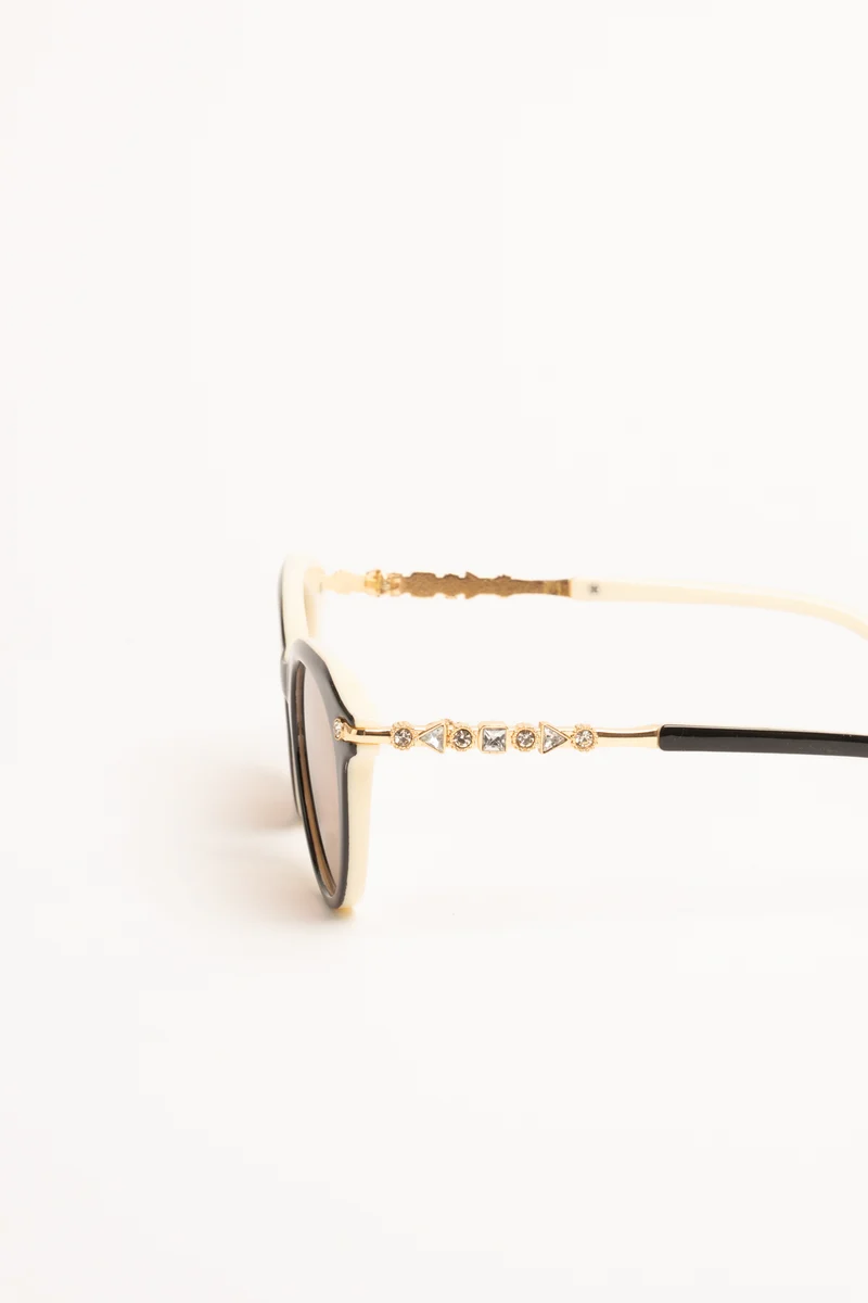 Occhiale da sole rotondi neri con strass