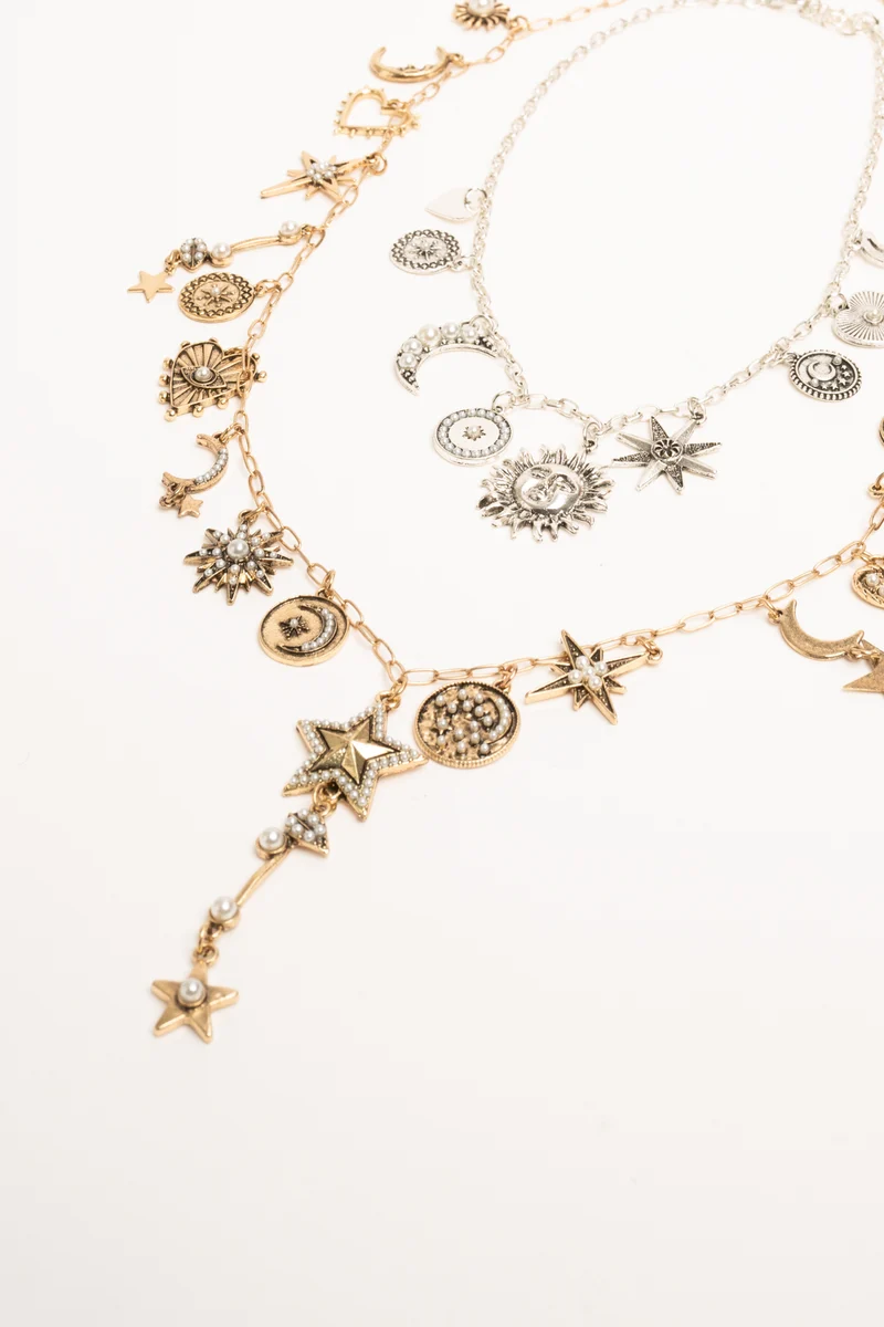 Set di due collane oro e argento con Sole & Luna