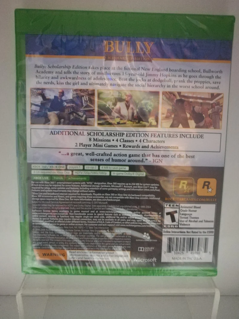 BULLY SCHOLARSHIP EDITION XBOX ONE (versione americana)(sottotitolato in italiano)
