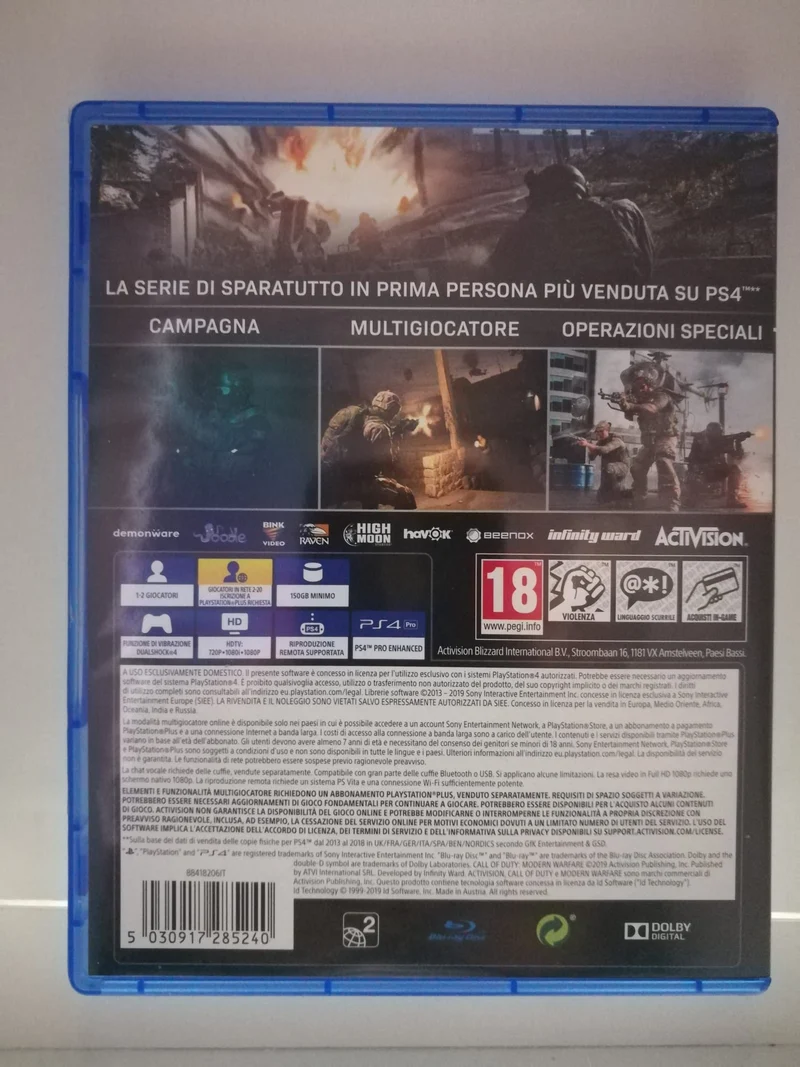 CALL OF DUTY MODERN WARFARE PS4 (usato garantito)(completamente in italiano)