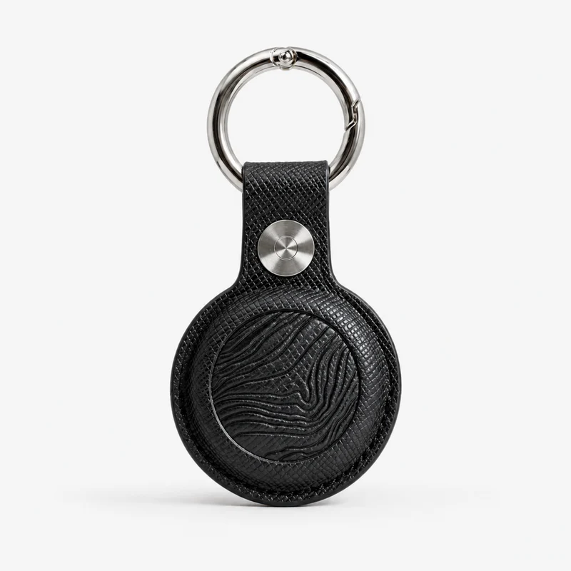 Saffiano Leather AirTag Holder | Mt Baker Topographic Keychain Case for Keys, Bags & Luggage