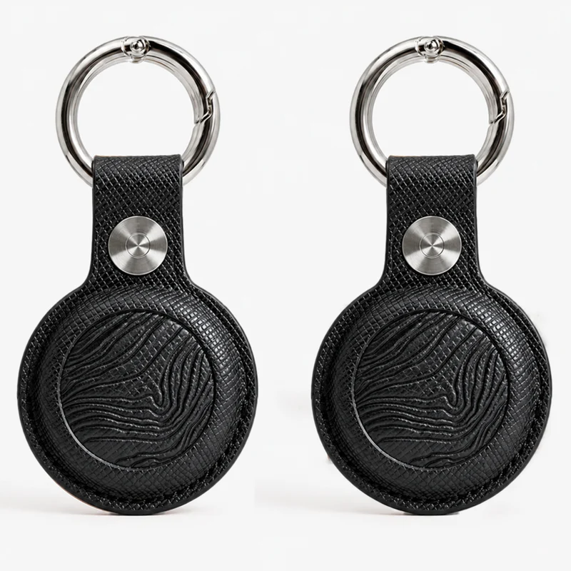 Saffiano Leather AirTag Holder | Mt Baker Topographic Keychain Case for Keys, Bags & Luggage