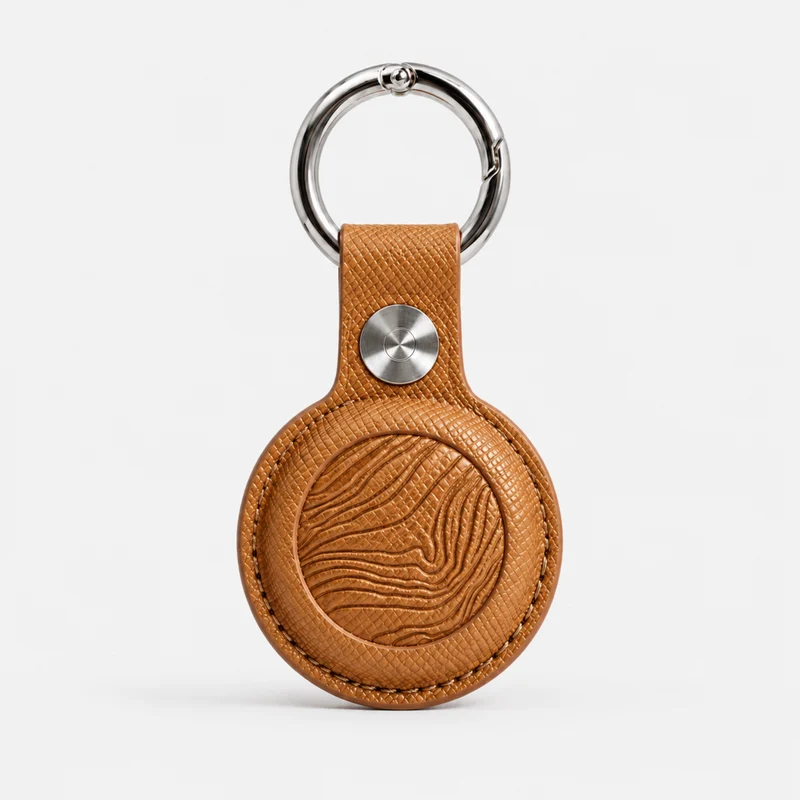 Saffiano Leather AirTag Holder | Mt Baker Topographic Keychain Case for Keys, Bags & Luggage