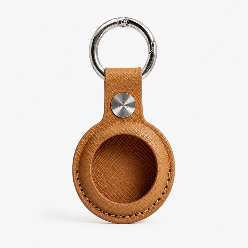 Saffiano Leather AirTag Holder | Mt Baker Topographic Keychain Case for Keys, Bags & Luggage