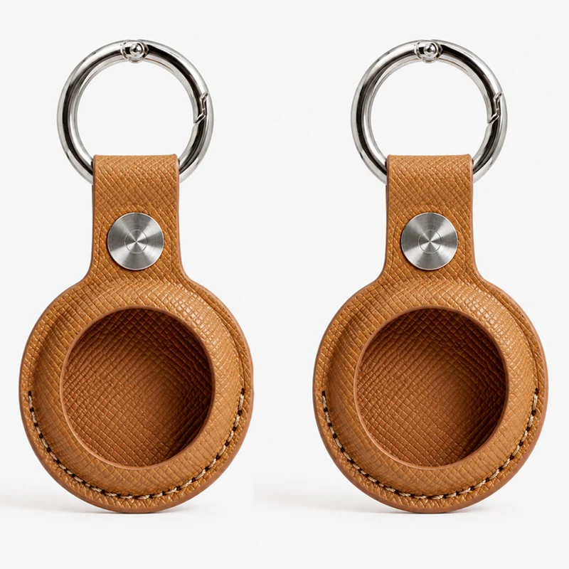 Saffiano Leather AirTag Holder | Mt Baker Topographic Keychain Case for Keys, Bags & Luggage