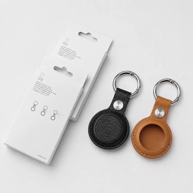 Saffiano Leather AirTag Holder | Mt Baker Topographic Keychain Case for Keys, Bags & Luggage