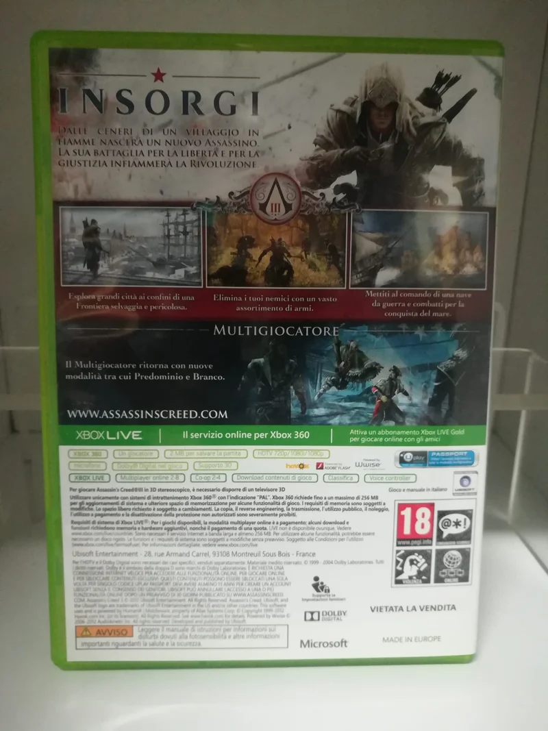 ASSASSIN'S CREED III XBOX 360 (usato garantito)