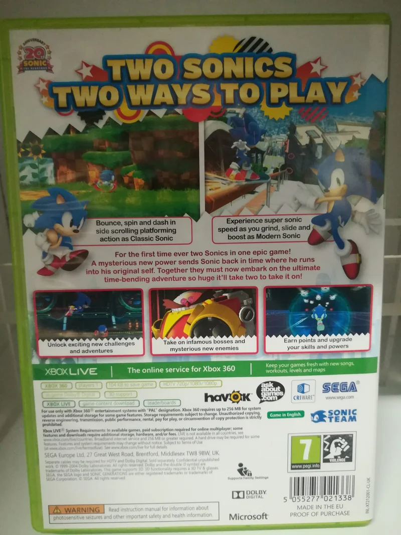 SONIC GENERATIONS XBOX 360 (usato garantito)