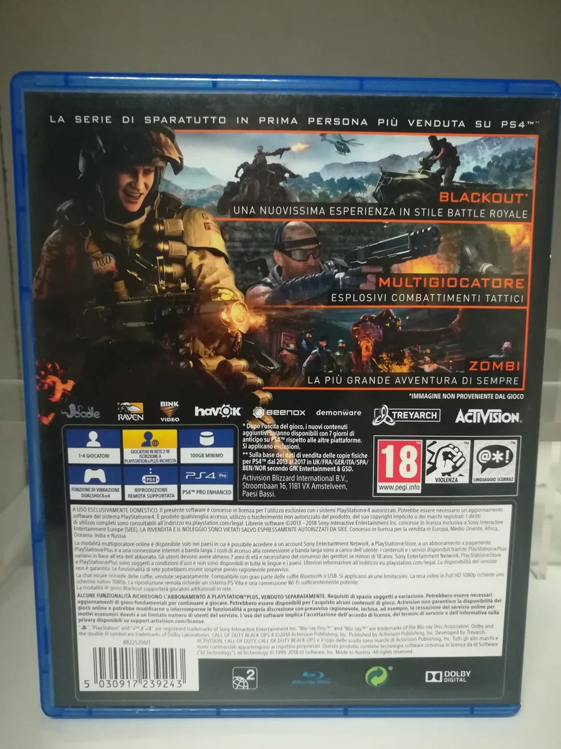 CALL OF DUTY BLACK OPS 4 PS4 (completamente in italiano)(usato garantito)