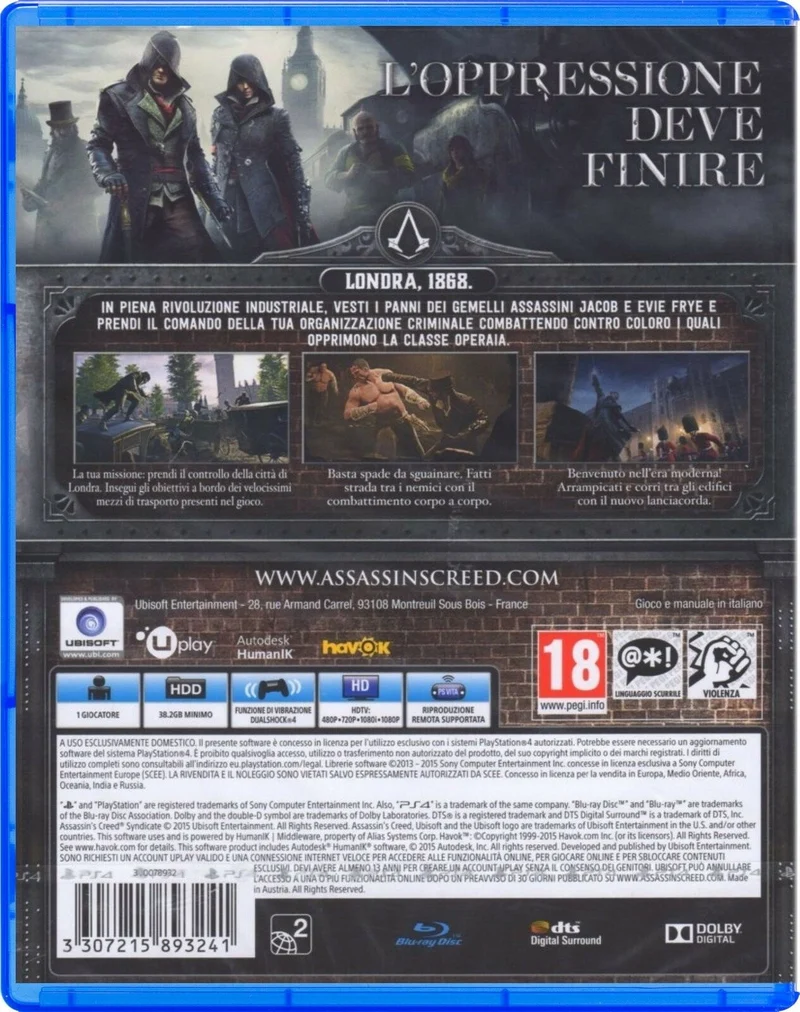 ASSASSIN'S CRRED SYNDICATE PS4 (versione italiana)