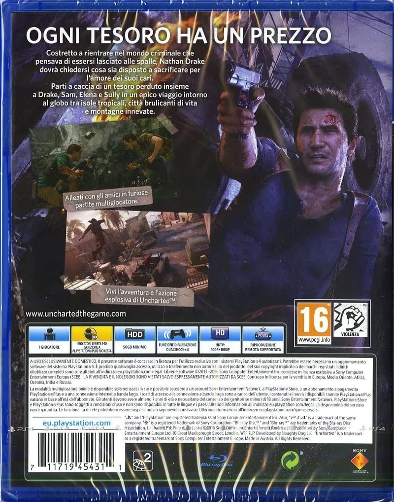 UNCHARTED 4:fine di un ladro PS4 (usato garantito)(versione italiana)