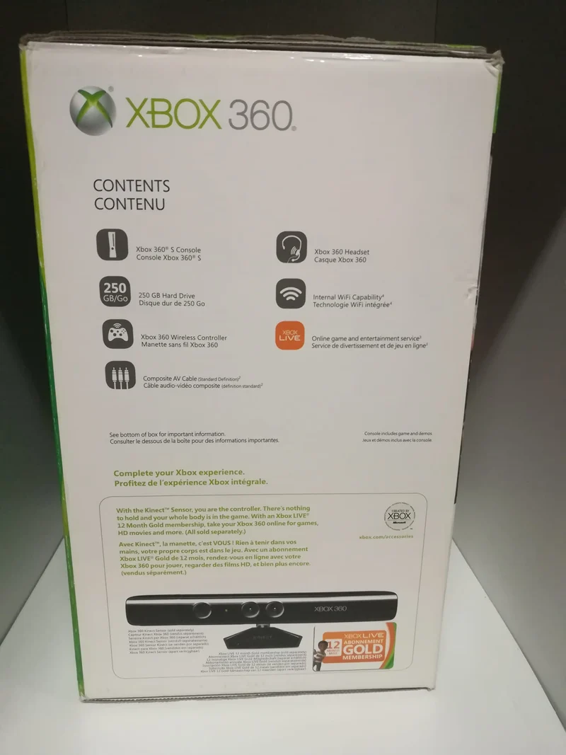 XBOX 360 SLIM NERO OPACO 250 GB/GO (usato garantito)(completa di tutto)