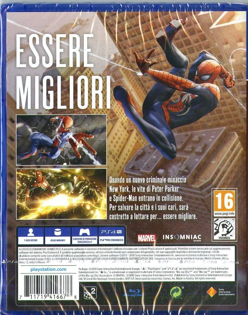 Spider-Man Marvel Playstation 4 Edizione Italiana