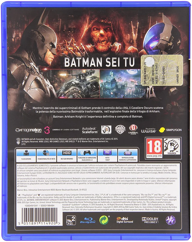 BATMAN ARKHAM KNIGHT PS4(usato garantito)(versione italiana)