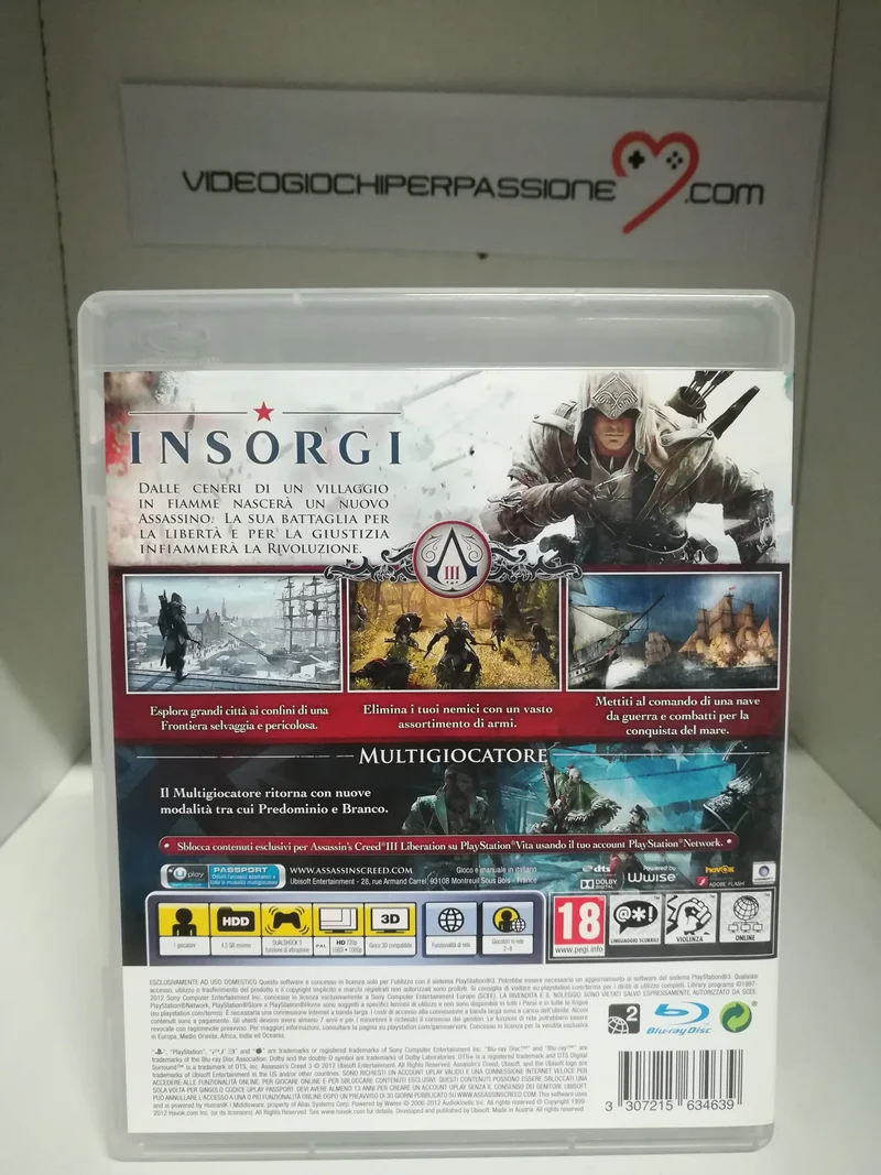 ASSASSIN'S CREED III PS3 (usato garantito)(versione italiana)
