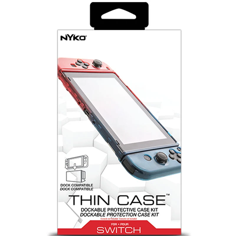 Nyko Thin Case (Neon Blue/Red) for Nintendo Switch +Tempered Glass Screen Protector