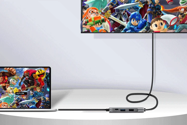 Akitomo USB Type C 4 in 1 Multifunction Hub 4 Ports