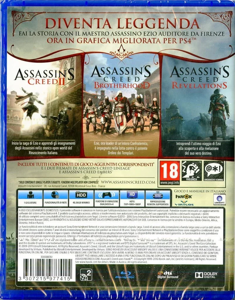 ASSASSIN'S CREED THE EZIO COLLECTION PLAYSTATION 4 EDIZIONE ITALIANA