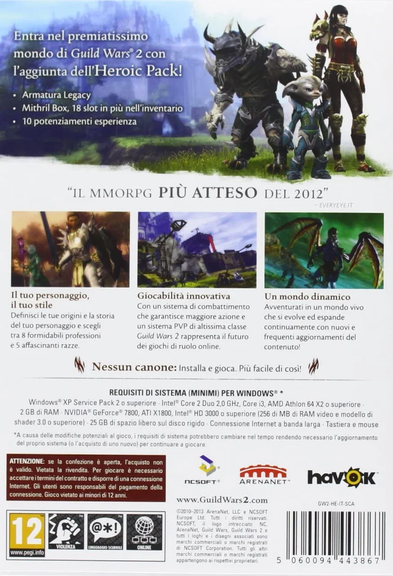 GUILD WARS 2 HEROIC EDITION PC EDIZIONE ITALIANA