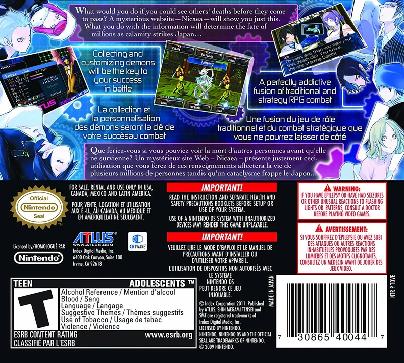 Shin Megami Tensei Devil Survivor 2 Nintendo DS Edizione Americana