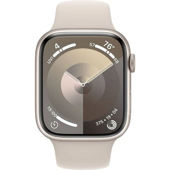 Apple Watch Series 9 (GPS+Cell) 45mm Starlight Alum Case & Starlight Sport Band, M/L