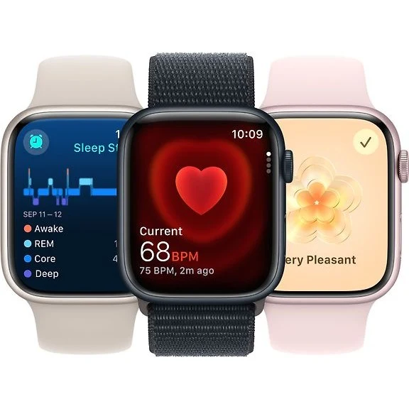 Apple Watch Series 9 (GPS+Cell) 45mm Starlight Alum Case & Starlight Sport Band, M/L