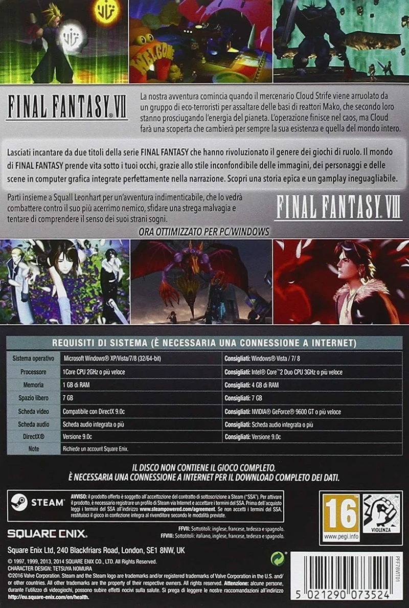 FINAL FANTASY VII/ FINAL FANTASY VIII DOUBLE PACK EDITION PC (versione italiana)