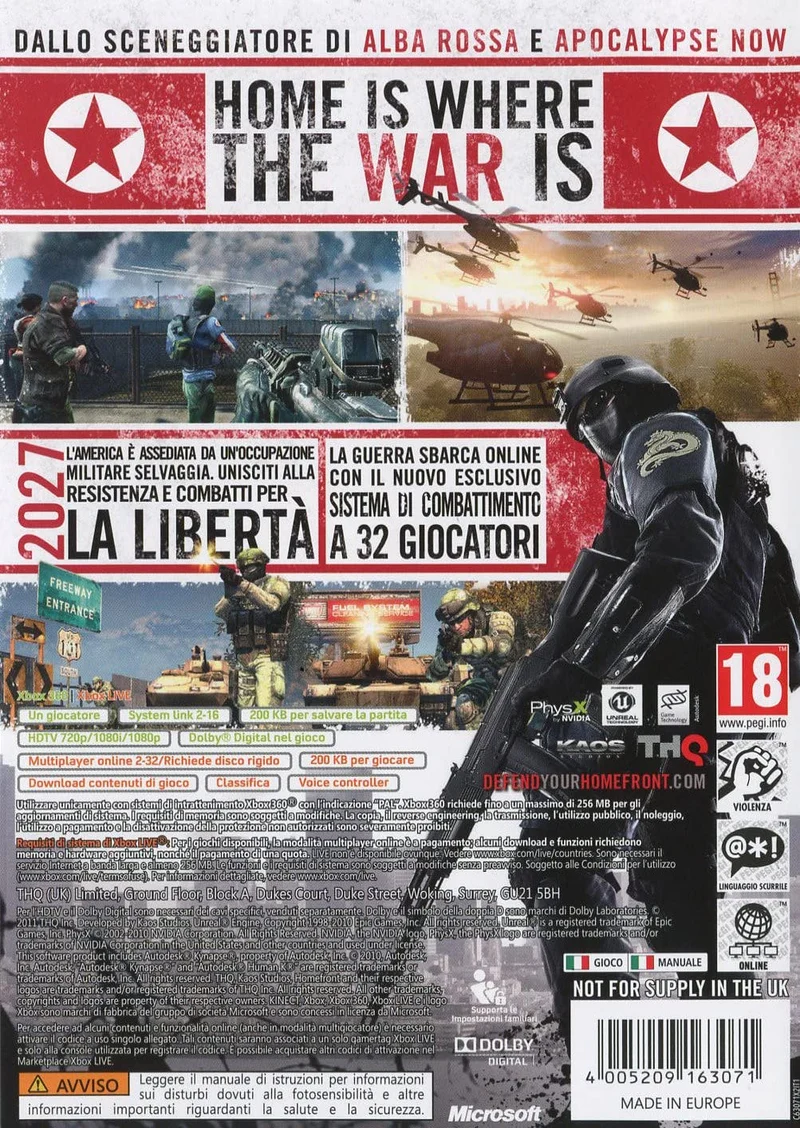 HOMEFRONT ULTIMATE EDITION XBOX 360 EDIZIONE ITALIANA