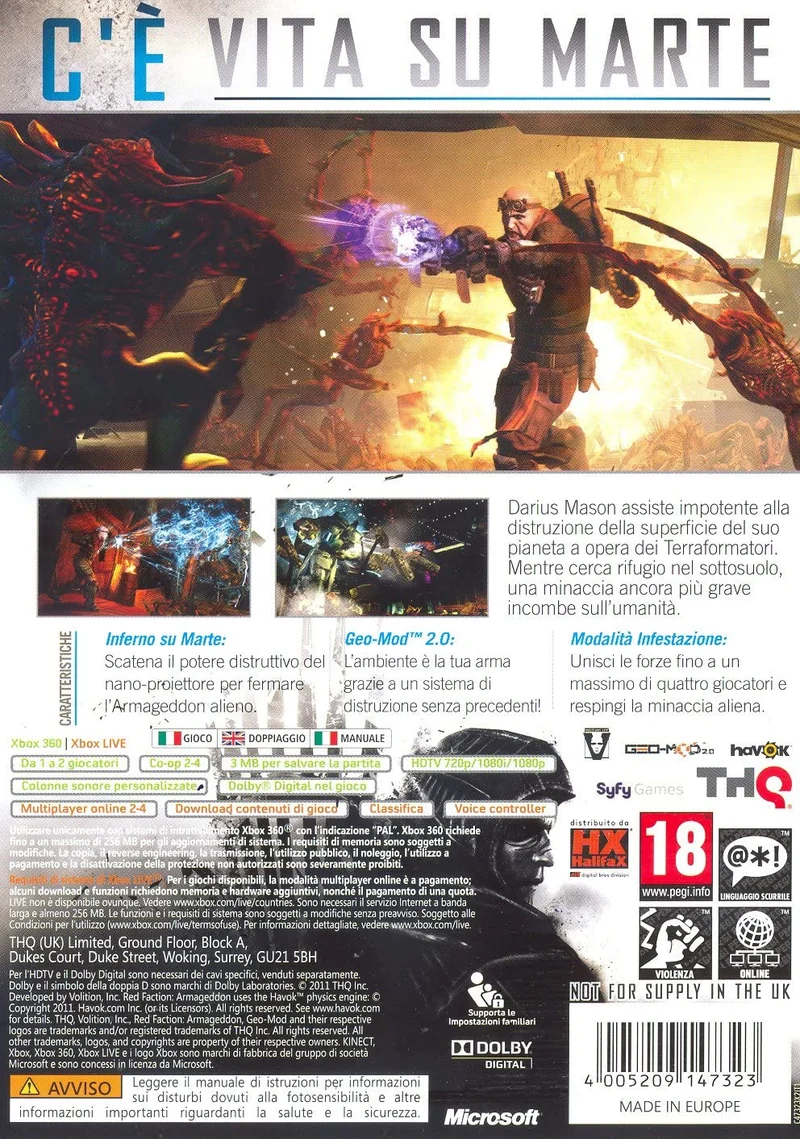 RED FACTION ARMAGEDDON XBOX 360 EDIZIONE ITALIANA