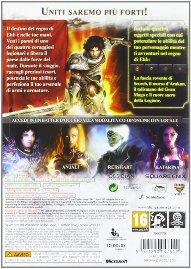 DUNGEON SIEGE III LIMITED EDITION XBOX 360 EDIZIONE ITALIANA
