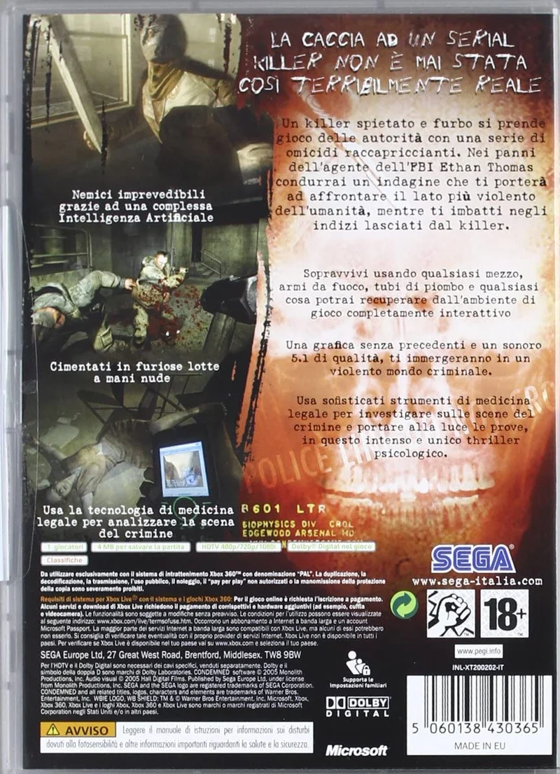 CONDEMNED CLASSICS XBOX 360 EDIZIONE ITALIANA